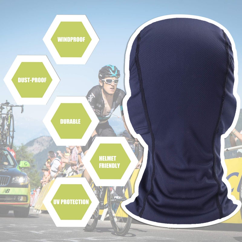 hikevalley Balaclava Face Mask Adjustable Windproof UV Protection Hood (US, Alpha, One Size, Dark Blue) - Image 2